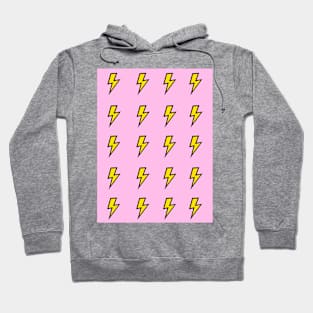 Bold Yellow Lightning Bolt Pattern on Pink Hoodie